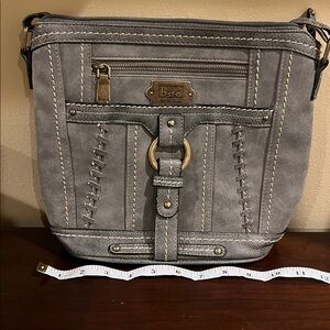 B.O.C. Light Gray Crossbody Bag with Buckle Detail